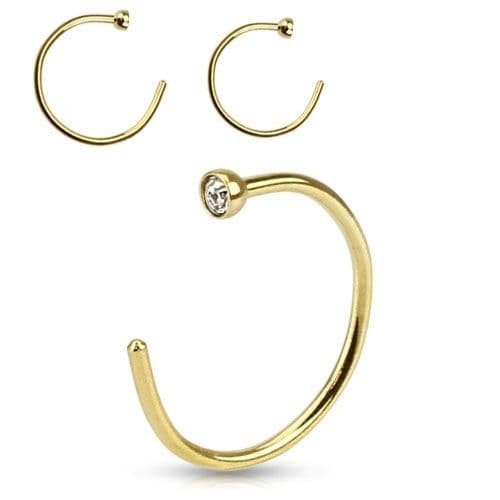 Zlacený piercing do ucha/nosu se zirkonem (8 mm)