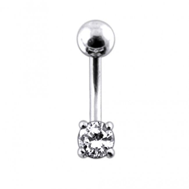 Stříbrný piercing do pupíku, zirkon (čirá)