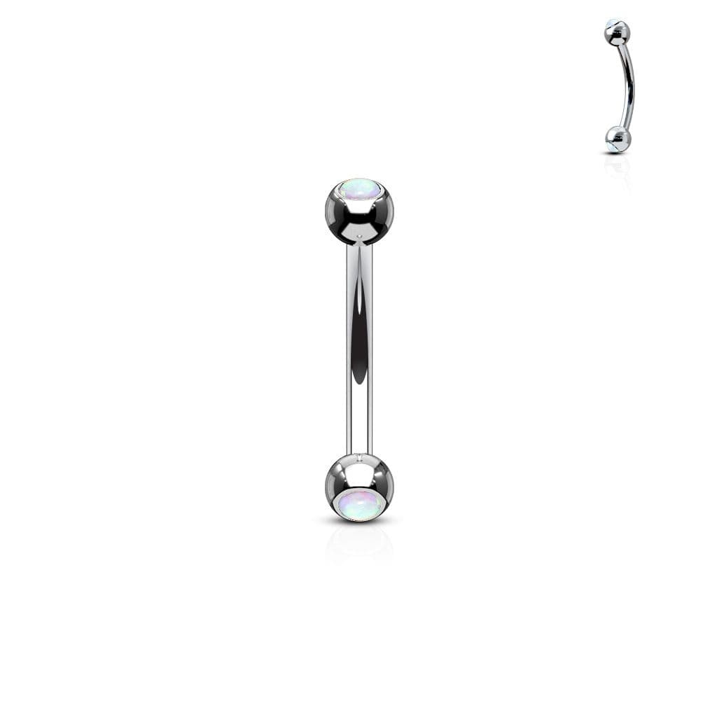 Piercing do obočí zdobený opálem (bílá)