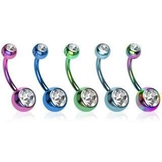 Piercing do pupíku - banánek (čirá/tmavě  fialová)