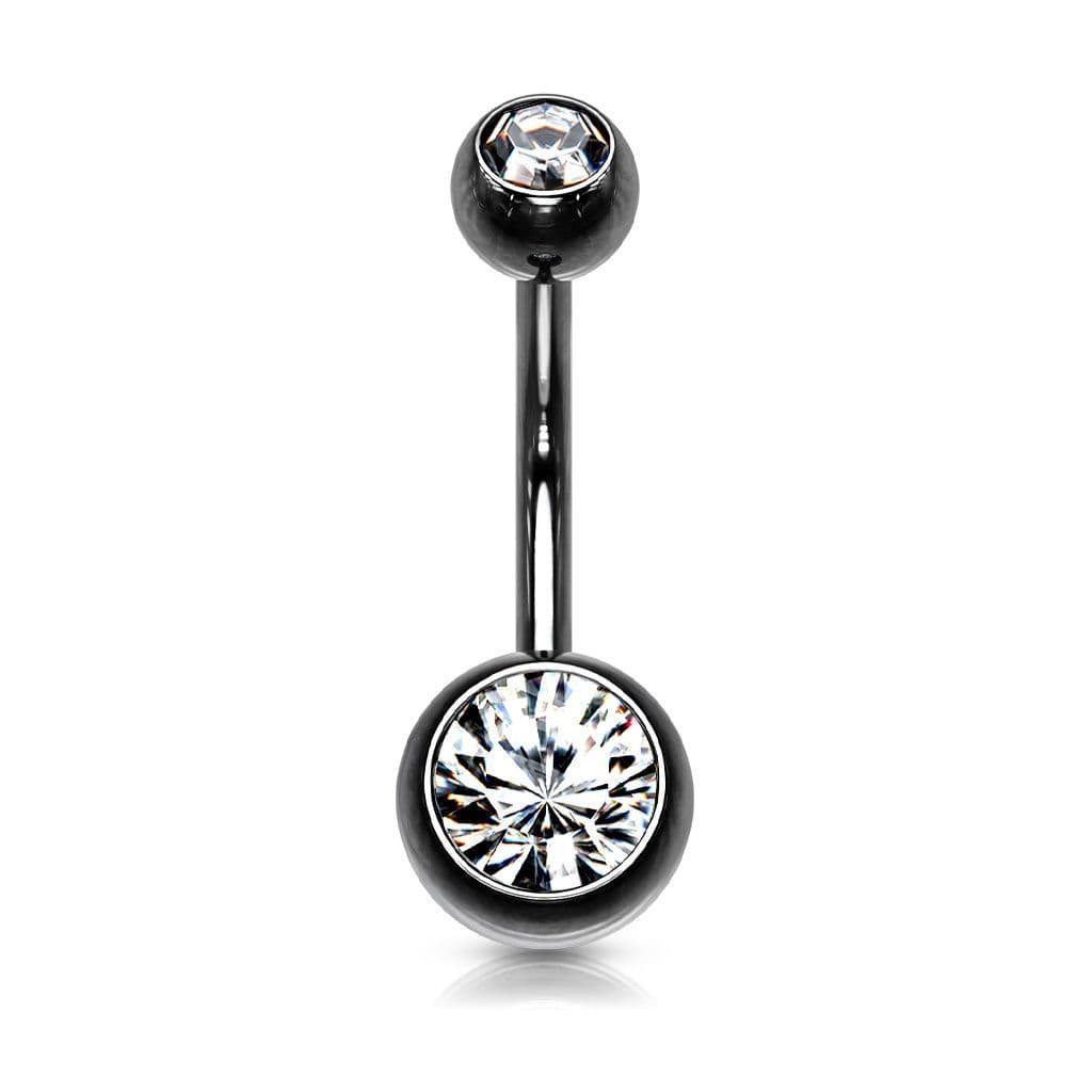 Piercing do pupíku banánek (černý/čiré, 1,6 x 10 mm)