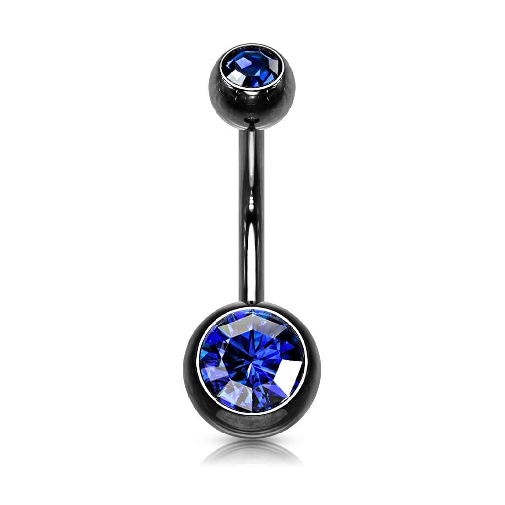 Piercing do pupíku banánek (černý/modré, 1,6 x 10 mm)