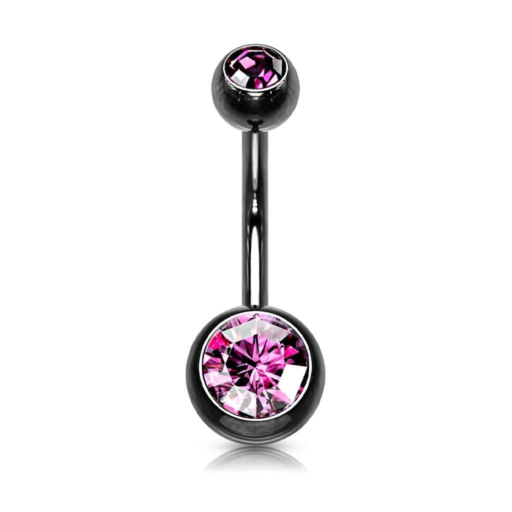 Piercing do pupíku banánek (černá/růžová, 1,6 x 10 mm)