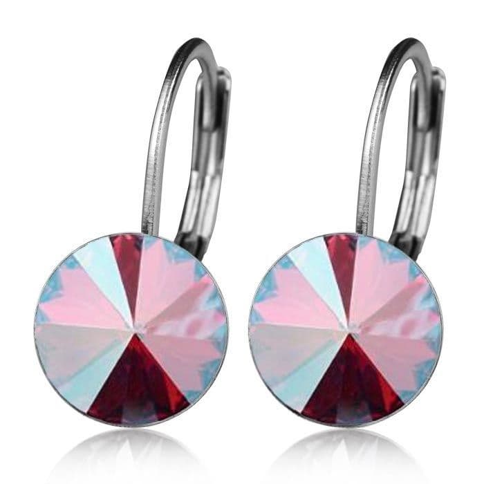 Ocelové náušnice s krystaly Swarovski, FUCHSIA SHIMMER