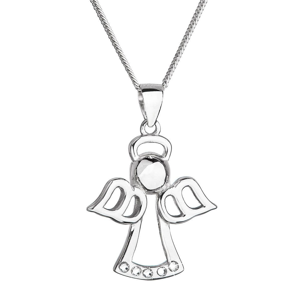 Stříbrný náhrdelník anděl se Swarovski krystaly bílý 32076.1