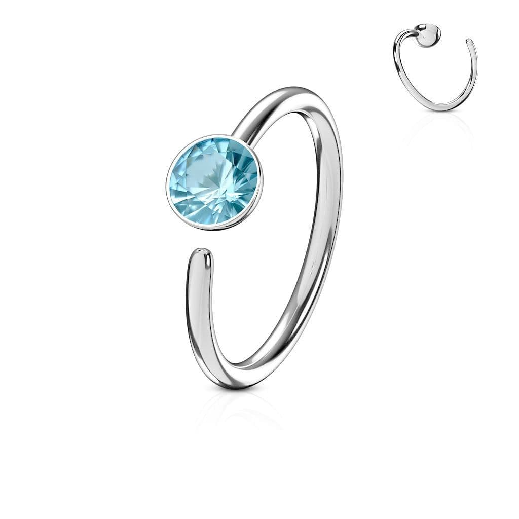 Piercing do nosu/ucha kruh se zirkonem (tyrkysová)