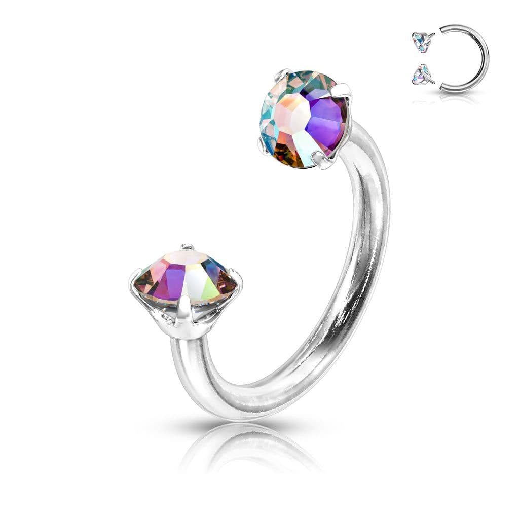 Piercing - podkova s vnitřním závitem (duhová)