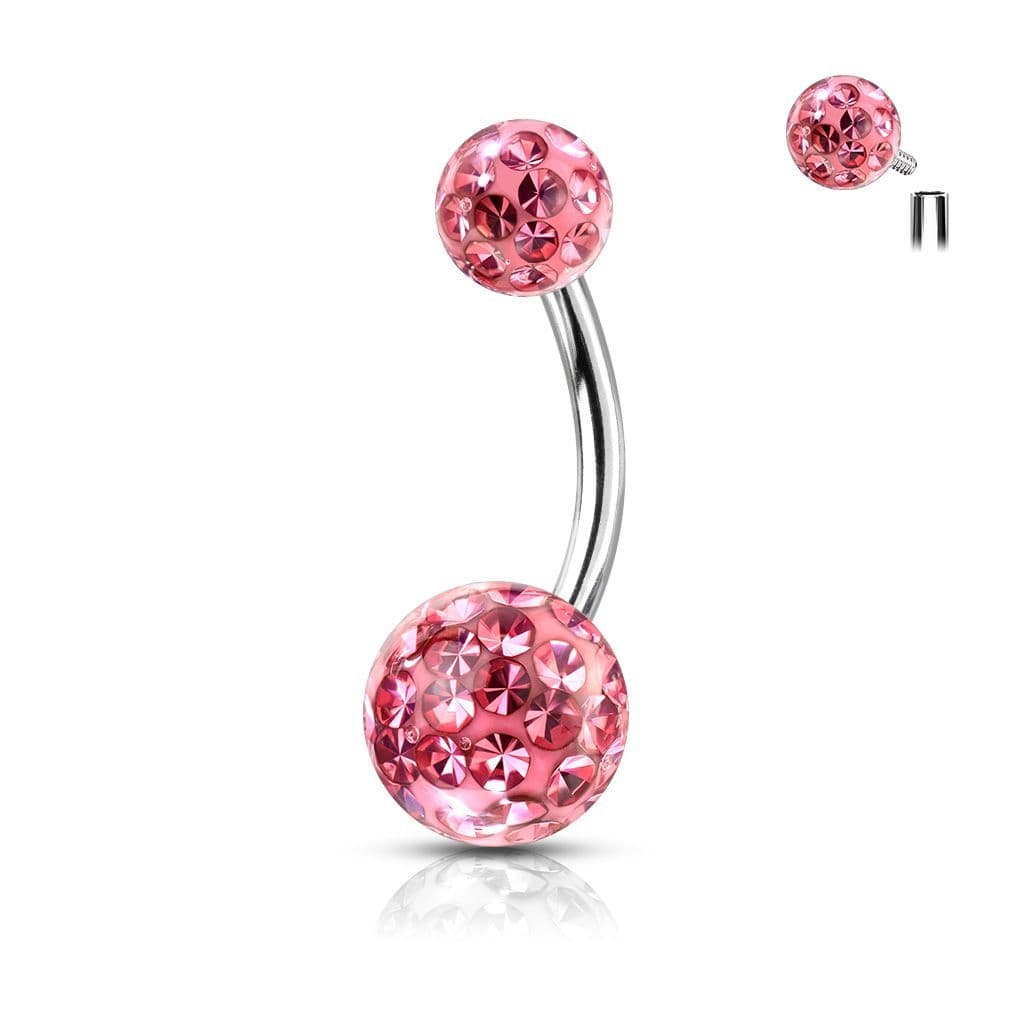 Piercing do pupíku s vnitřním závitem (růžová)