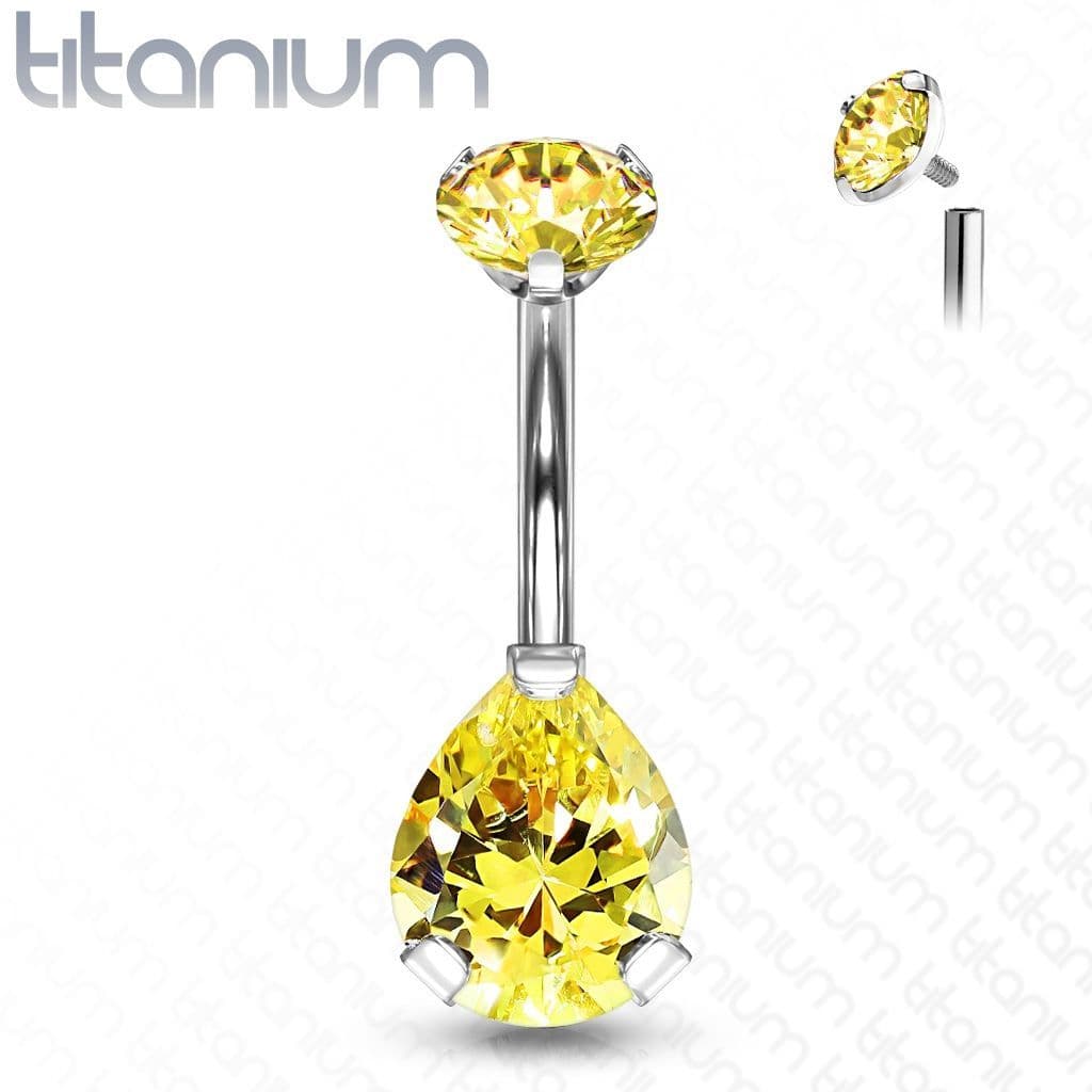 Piercing do pupíku kapka - TITAN (žlutá)