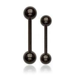 Černý piercing - činka (1,2 x 8 mm, 3 mm kuličky)