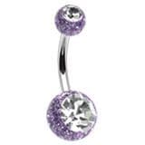 Piercing do pupíku - banánek (fialová/čirý zirkon)