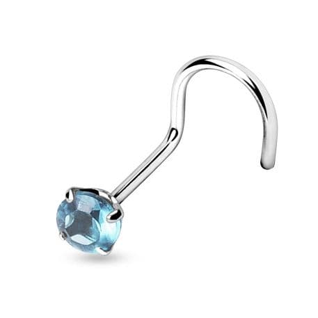 Stříbrný piercing do nosu - zirkon 3mm (tyrkysová)