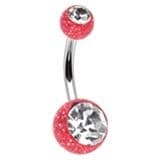 Piercing do pupíku - banánek (červená/čirý zirkon)