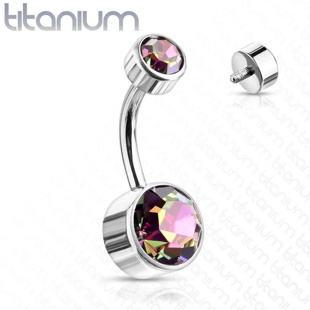 Piercing do pupíku - TITAN (vitrail medium) kuličky 4 a 6 mm