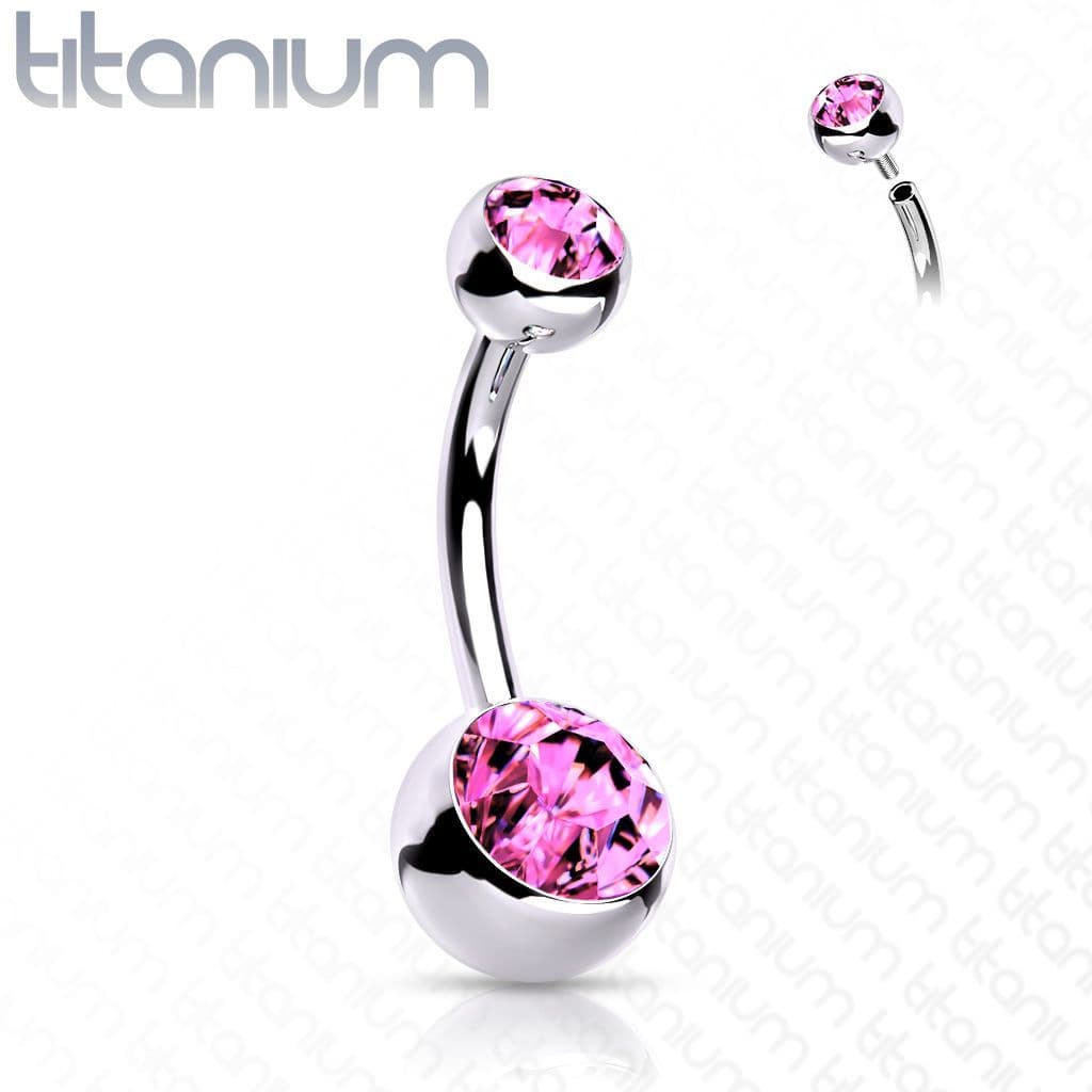 Piercing do pupíku vnitřní závit TITAN, 1,6 x 12 mm (růžová)
