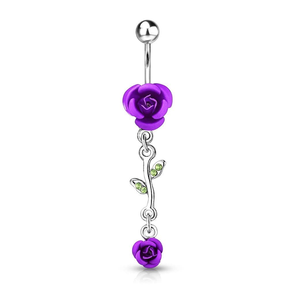 Piercing do pupíku - růžička (fialová)