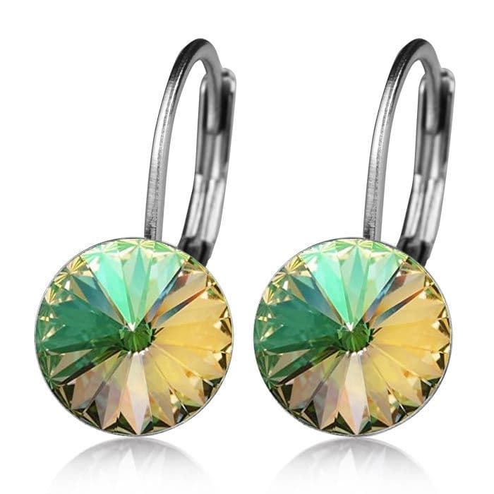 Ocelové náušnice s krystaly Swarovski, LUMINOUS GREEN