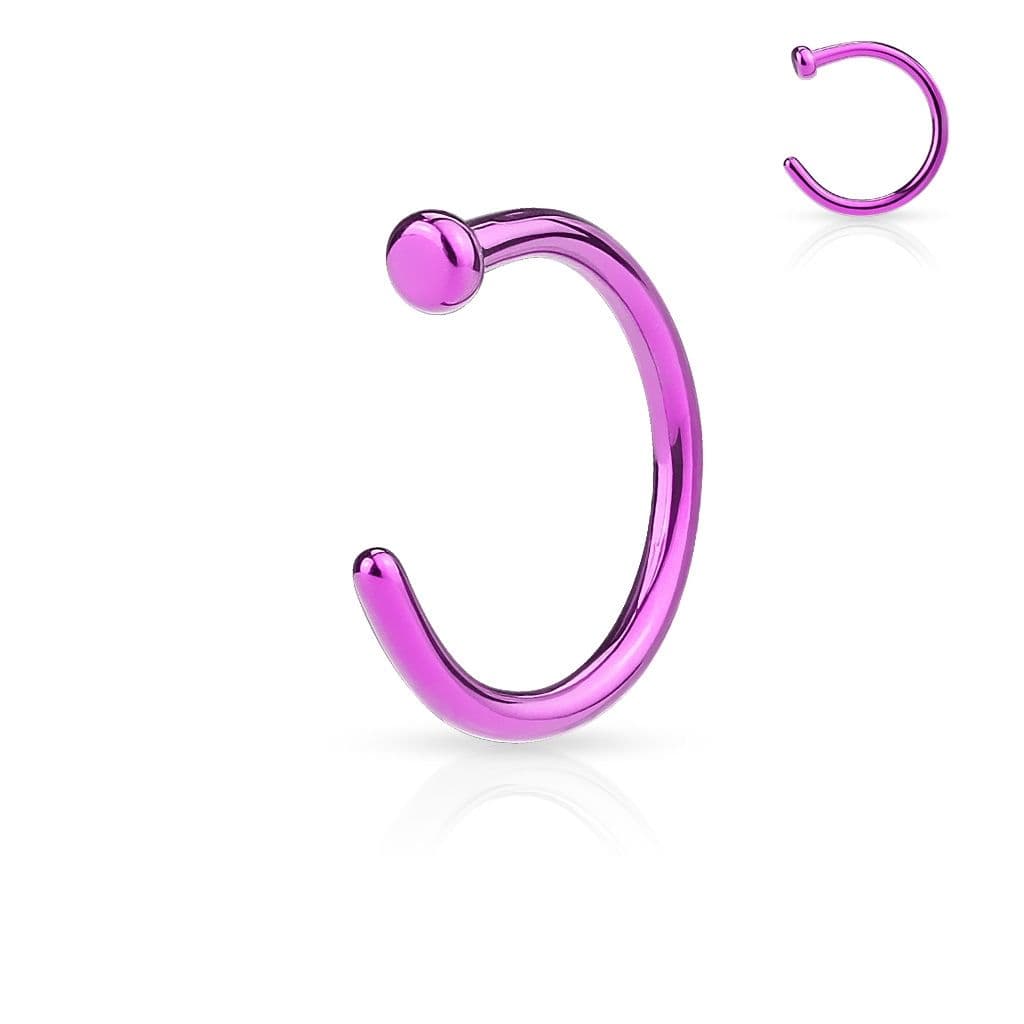 Piercing do nosu - kruh fialový (0,8 x 10 mm)
