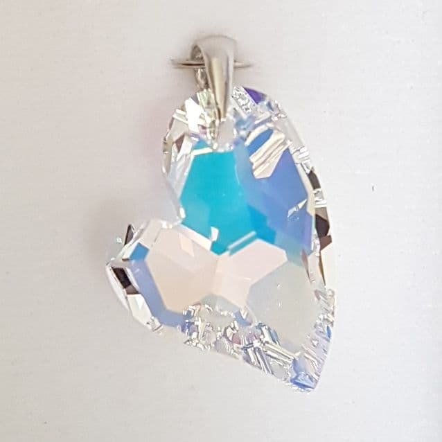 Stříbrný přívěsek srdce z dílny Crystals from Swarovski, Crystal AB - Stříbrný přívěsek srdce z dílny Crystals from Swarovski, Crystal AB
