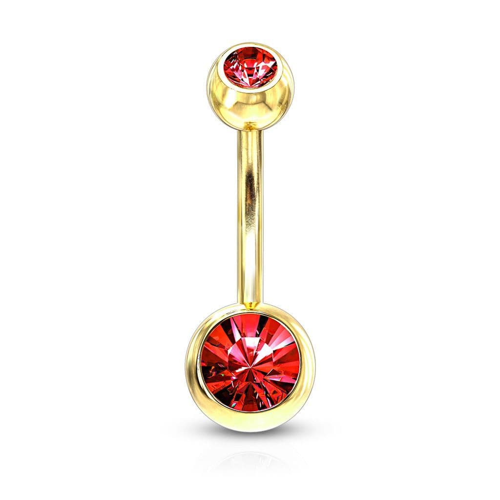 Pozlacený piercing do pupíku - banánek (červená)