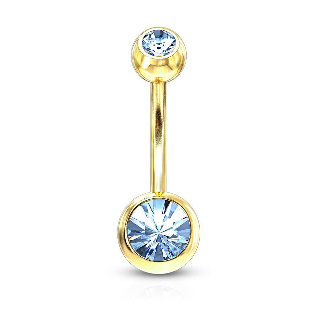 Pozlacený piercing do pupíku - banánek (světle modrá)