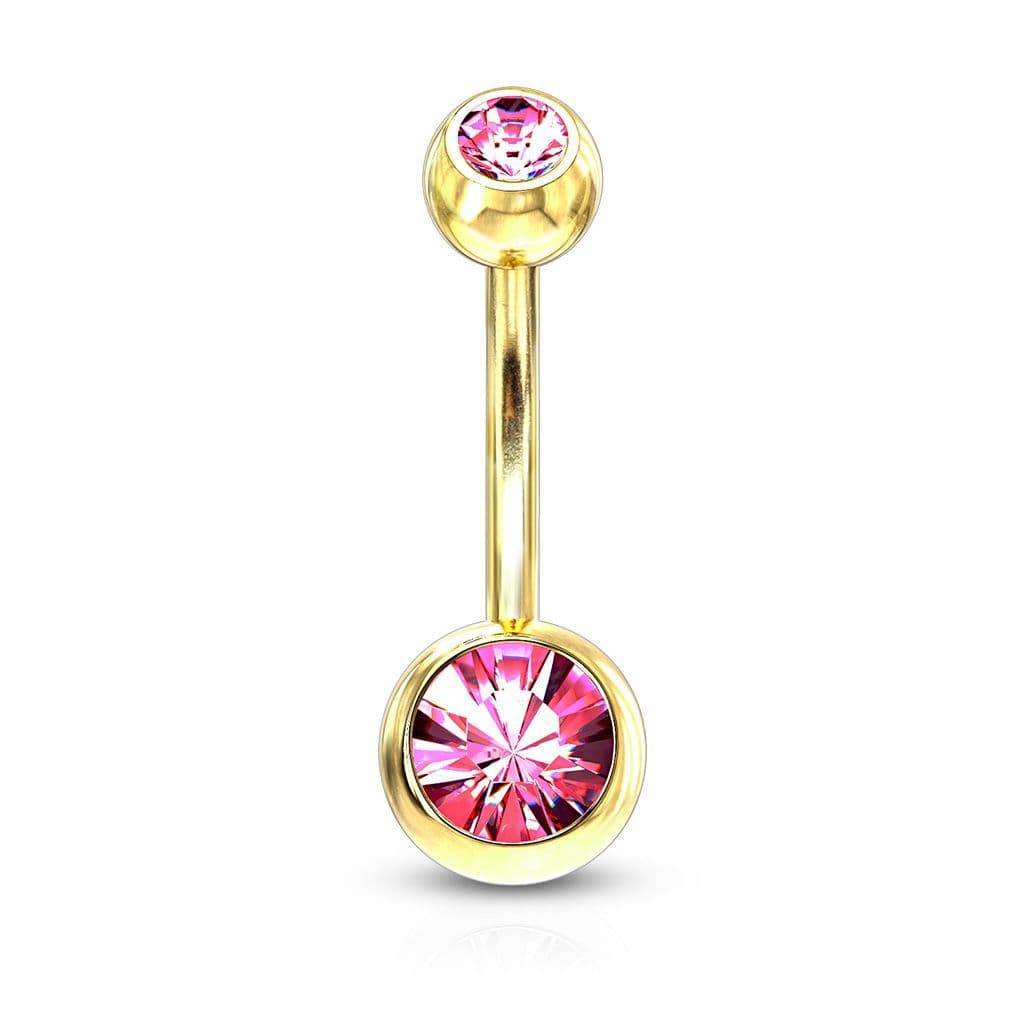 Pozlacený piercing do pupíku - banánek (růžová)