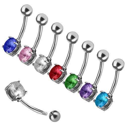 Piercing do pupíku, kámen 7 mm (tmavě modrá)
