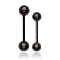 Černý piercing - činka (1,6 x 10 mm, 4 mm kuličky)