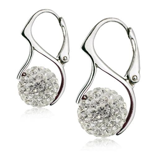 Stříbrné náušnice kuličky s krystaly Crystals from Swarovski, Crystal