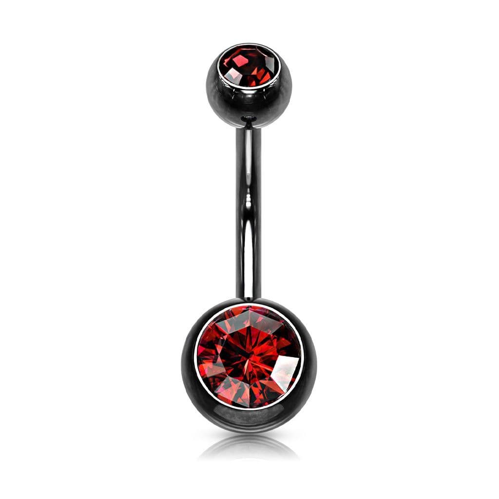 Piercing do pupíku banánek (černý/červené, 1,6 x 10 mm)