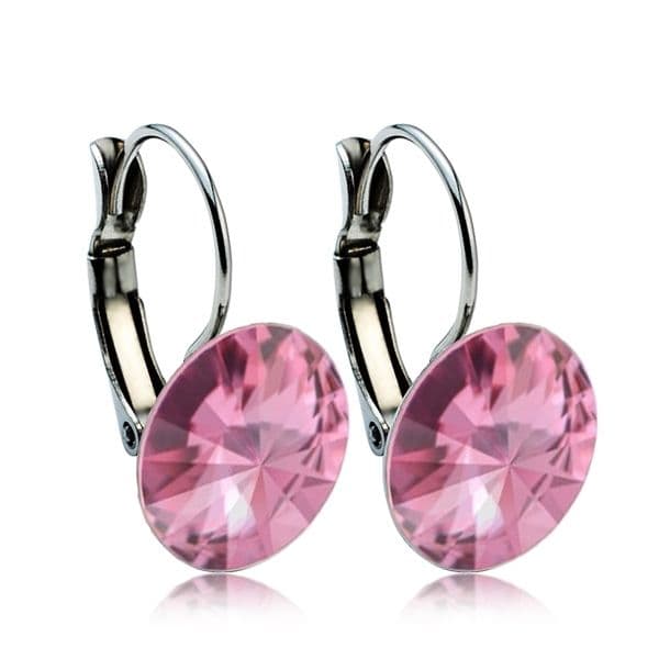 Ocelové náušnice s krystaly Swarovski 12 mm, LIGHT ROSE
