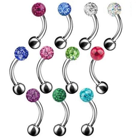 Piercing do obočí s krystaly Crystals From Swarovski 1,2 x 8 mm (duhová)