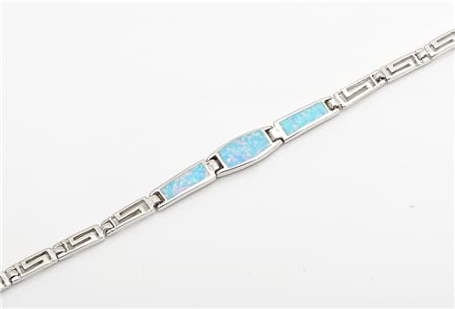 Dámský stříbrný náramek s opály 19 cm STNA0588F + Dárek zdarma