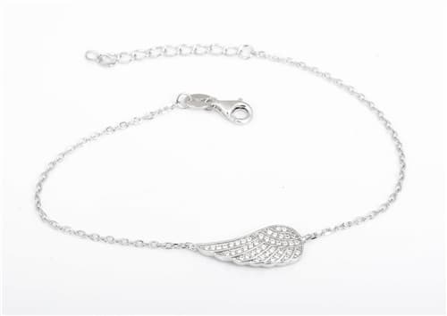 Dámský stříbrný náramek andělské křídlo 17-20 cm 72869F