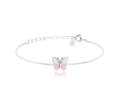 Dětský stříbrný opálový náramek s motýlkem 14-17 cm JMAD0040PB14