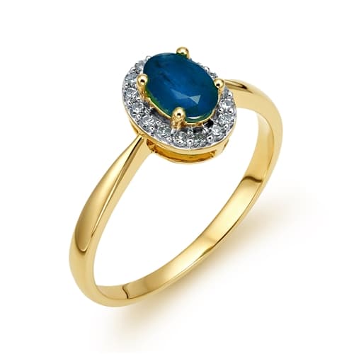 Zlatý prsten se safírem a diamanty L'Amour Diamonds JR10369SAPY + dárek zdarma