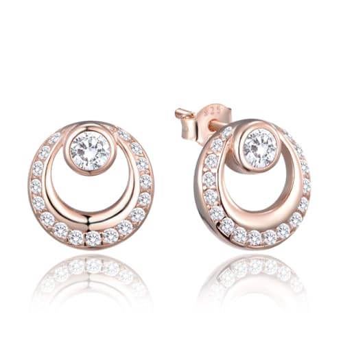 Stříbrné zlacené náušnice pecičky s čirými zirkony JMAN0483RE00