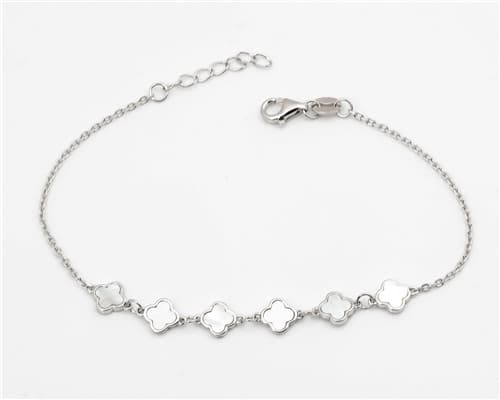 Dámský stříbrný náramek se čtyřlístky 17-19 cm STNA0763F