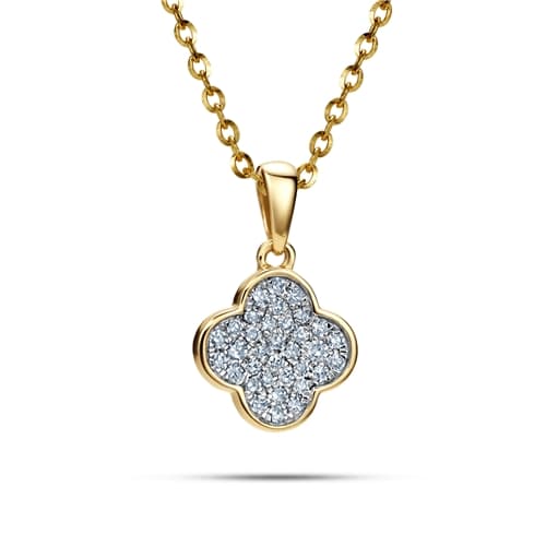 Zlatý přívěšek čtyřlístek s diamanty L'Amour Diamonds CP4871Y + dárek zdarma