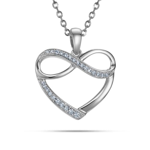Přívěšek z bílého zlata srdíčko s nekonečnem s diamanty L'Amour Diamonds JP7013W + dárek zdarma