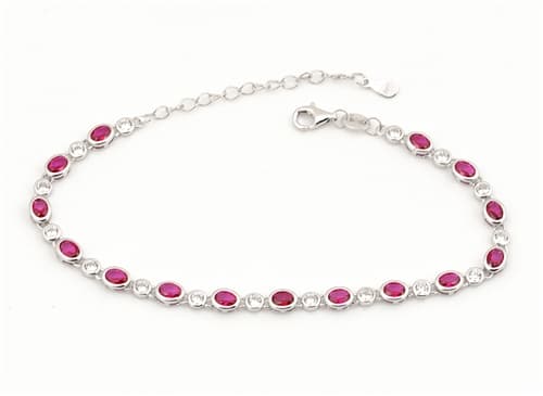 Dámský stříbrný náramek s růžovými a čirými zirkony 17-21 cm 76540F + dárek zdamra
