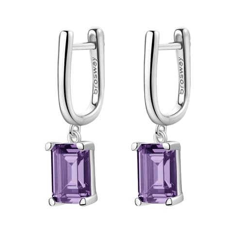 Stříbrné náušnice se zeleným zirkonem Brosway Fancy Magic Purple FMP11 pár + dárek zdarma