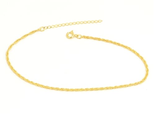 Dámský stříbrný pozlacený náramek valis na nohu 25-29cm STNA0814F