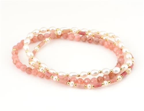 Set náramků 7 Angelic Eyes se zlatými kuličkami a perlami a radonity ZLNA1475F + Dárek zdarma
