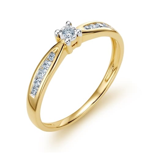 Zlatý prsten s diamanty L'amour Diamonds JR10090Y + dárek zdarma