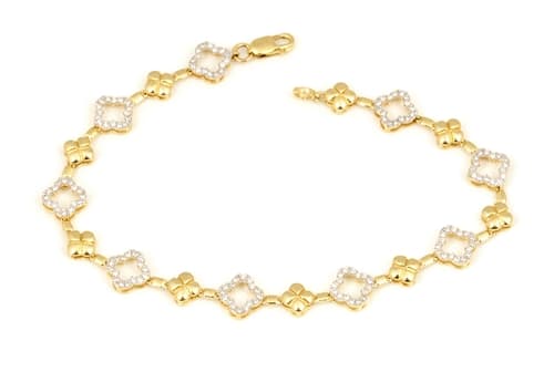 Luxusní zlatý diamantový náramek se čtyřlístky L'Amour Diamonds FB3488Y + dárek zdarma