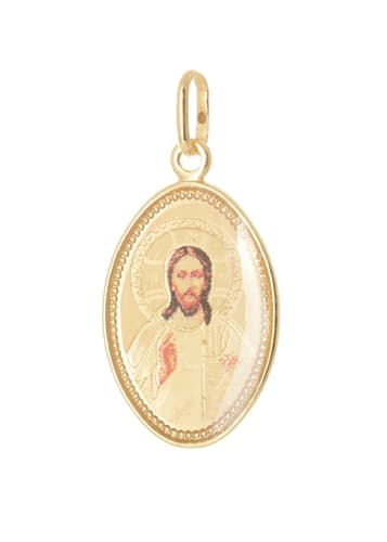 Přívěšek medailon Ježiš Kristus ze žlutého zlata ZZ1396F + dárek zdarma