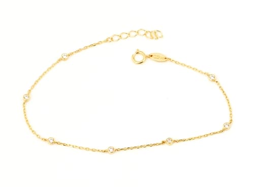 Dámský zlatý náramek ze žlutého zlata se zirkony 17-19 cm ZLNA1529F + Dárek zdarma
