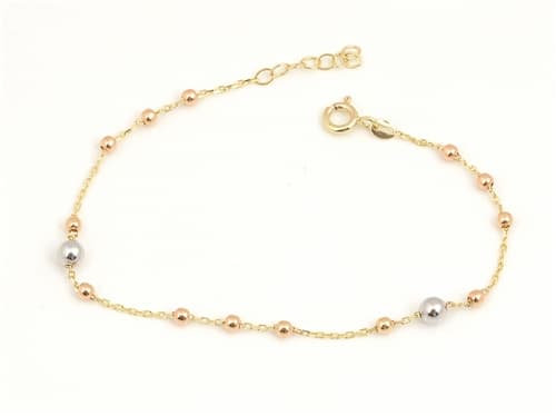Dámský zlatý tříbarevný náramek kuličkový ZLNA1531F 17-19 cm + Dárek zdarma — ZlatnictviNoemi.cz