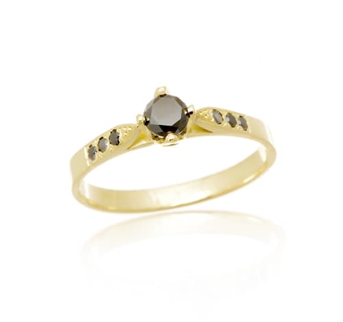 Zlatý prsten s černými diamanty-brilianty BP0113F + DÁREK ZDARMA — ZlatnictviNoemi.cz